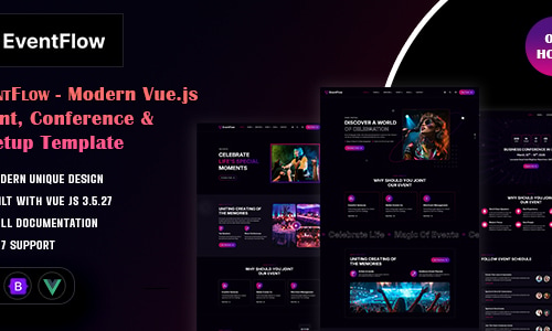 Eventflow – Modern Vue.js Event, Conference & Meetup Template